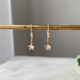 Tiny Star Ear Hooks, Starburst Earrings, Star Charm Everyday Earrings, Minimalist Hook Earrings